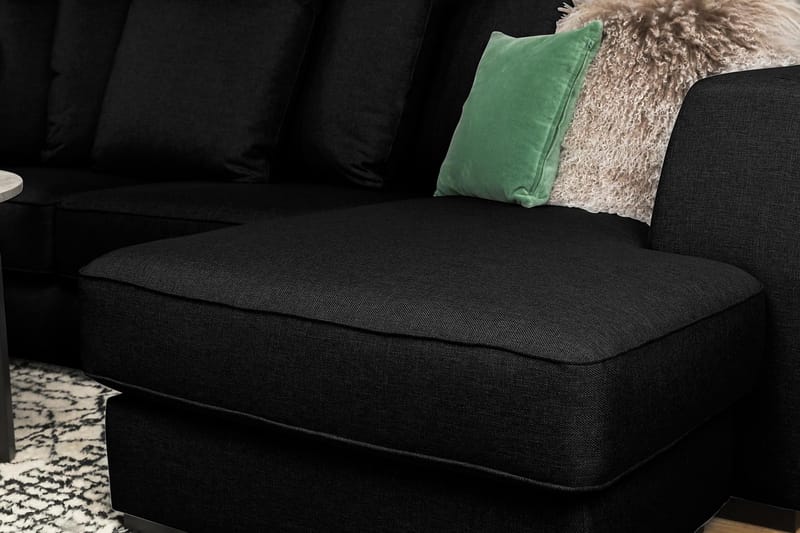 Optus 4-personers Venstrevendt U-formet Sofa med Divan og Chaiselong i Stof inkl. Kuvertpuder - Sort - Møbler - Sofaer - U Sofa