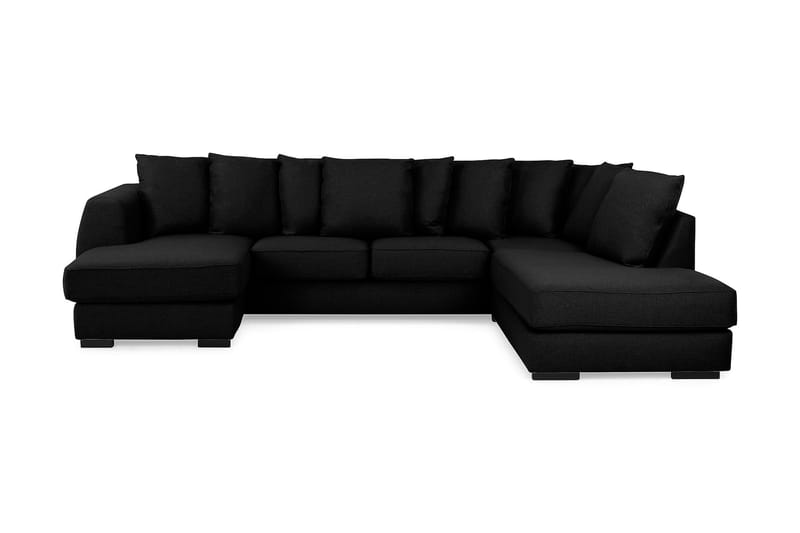 Optus 4-personers Højrevendt U-formet Sofa med Divan og Chaiselong i Stof inkl. Kuvertpuder - Sort - Møbler - Sofaer - U Sofa