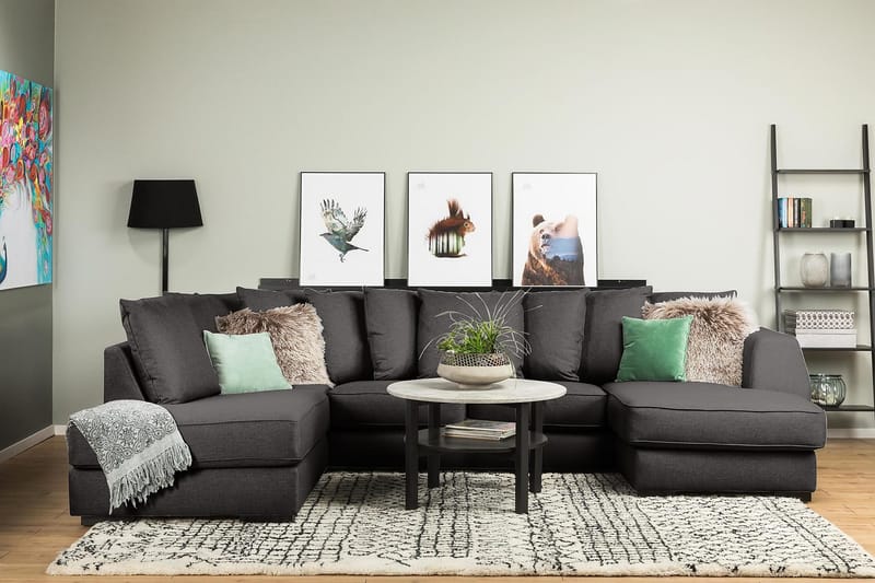Optus 4-personers Venstrevendt U-formet Sofa med Divan og Chaiselong i Stof inkl. Kuvertpuder - Mørkegrå - Møbler - Sofaer - U Sofa