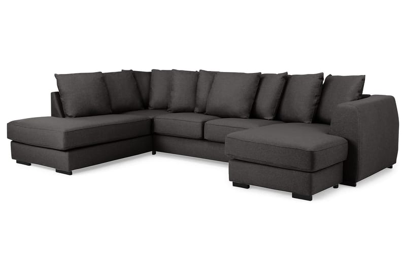 Optus 4-personers Venstrevendt U-formet Sofa med Divan og Chaiselong i Stof inkl. Kuvertpuder - Mørkegrå - Møbler - Sofaer - U Sofa