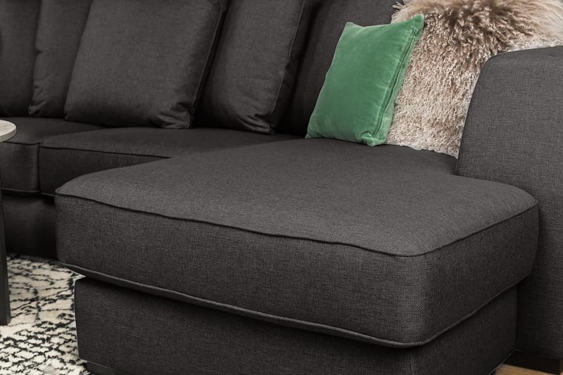 Optus 4-personers Venstrevendt U-formet Sofa med Divan og Chaiselong i Stof inkl. Kuvertpuder - Mørkegrå - Møbler - Sofaer - U Sofa