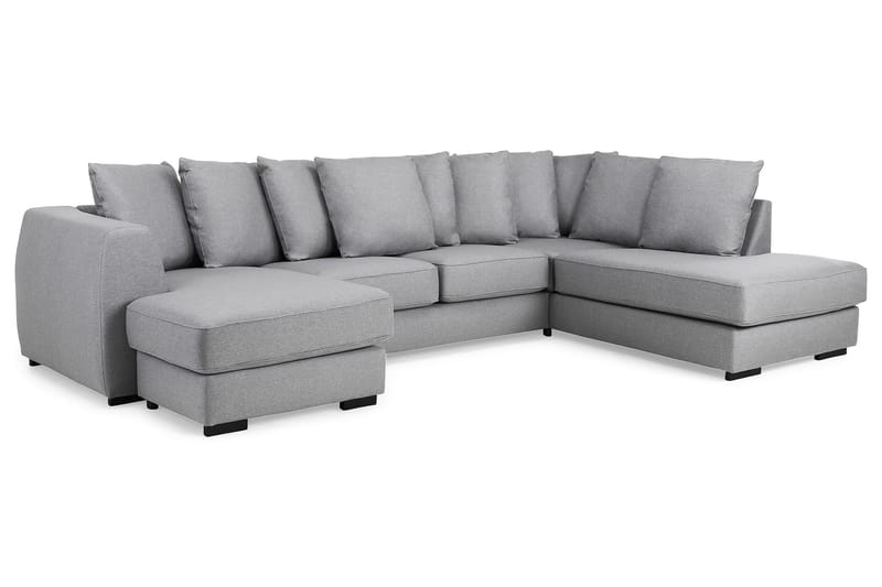 Optus 4-personers Højrevendt U-formet Sofa med Divan og Chaiselong i Stof inkl. Kuvertpuder - Lysegrå - Møbler - Sofaer - U Sofa