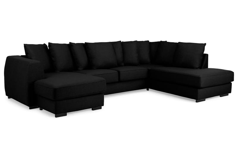 Optus 4-personers Højrevendt U-formet Sofa med Divan og Chaiselong i Stof inkl. Kuvertpuder - Sort - Møbler - Sofaer - U Sofa