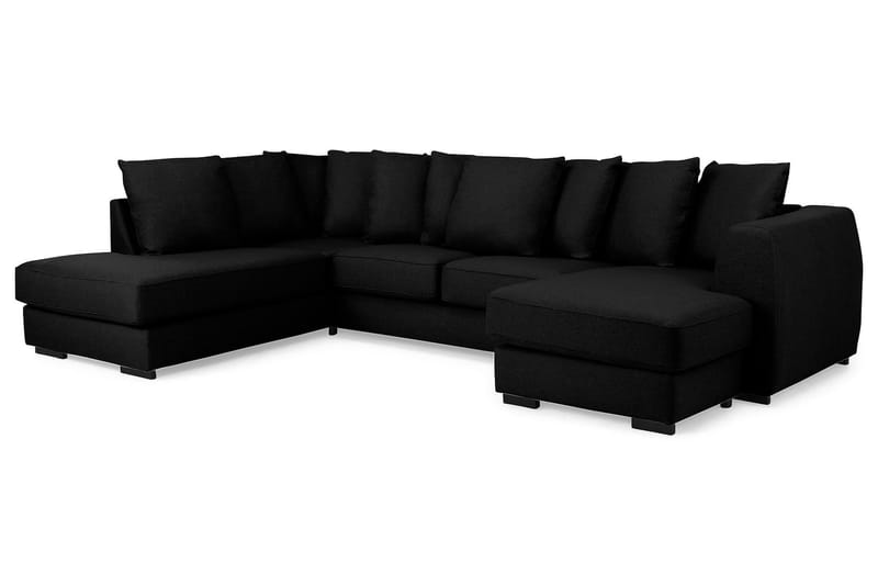 Optus 4-personers Venstrevendt U-formet Sofa med Divan og Chaiselong i Stof inkl. Kuvertpuder - Sort - Møbler - Sofaer - U Sofa