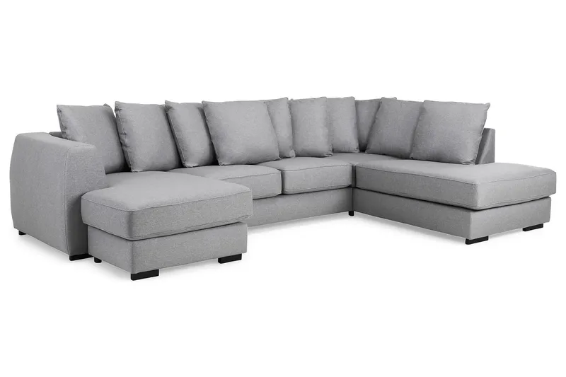 Optus 4-personers Højrevendt U-formet Sofa med Divan og Chaiselong i Stof inkl. Kuvertpuder - Lysegrå - Møbler - Sofaer - U Sofa