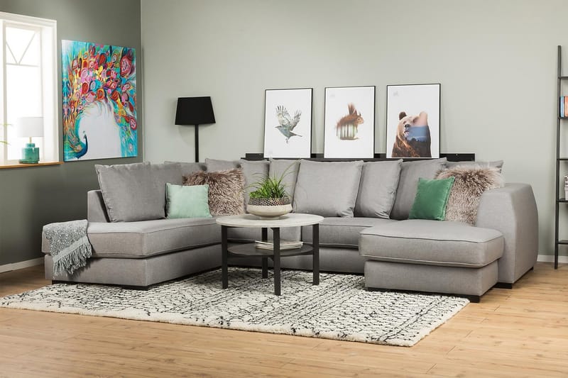 Optus 4-personers Venstrevendt U-formet Sofa med Divan og Chaiselong i Stof inkl. Kuvertpuder - Lysegrå - Møbler - Sofaer - U Sofa