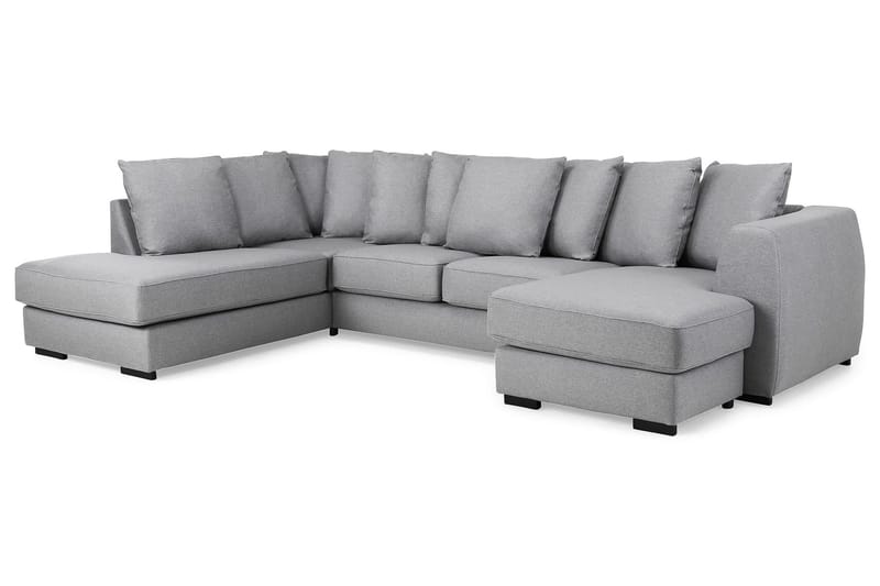 Optus 4-personers Venstrevendt U-formet Sofa med Divan og Chaiselong i Stof inkl. Kuvertpuder - Lysegrå - Møbler - Sofaer - U Sofa