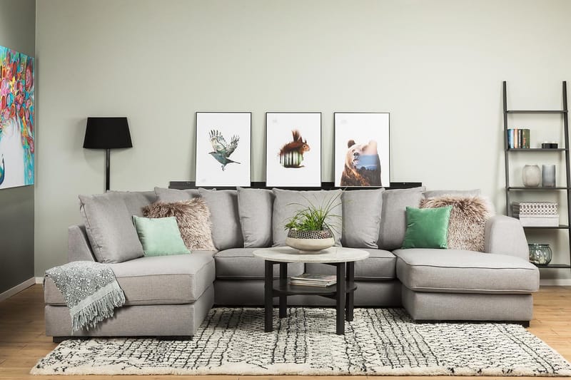 Optus 4-personers Venstrevendt U-formet Sofa med Divan og Chaiselong i Stof inkl. Kuvertpuder - Lysegrå - Møbler - Sofaer - U Sofa