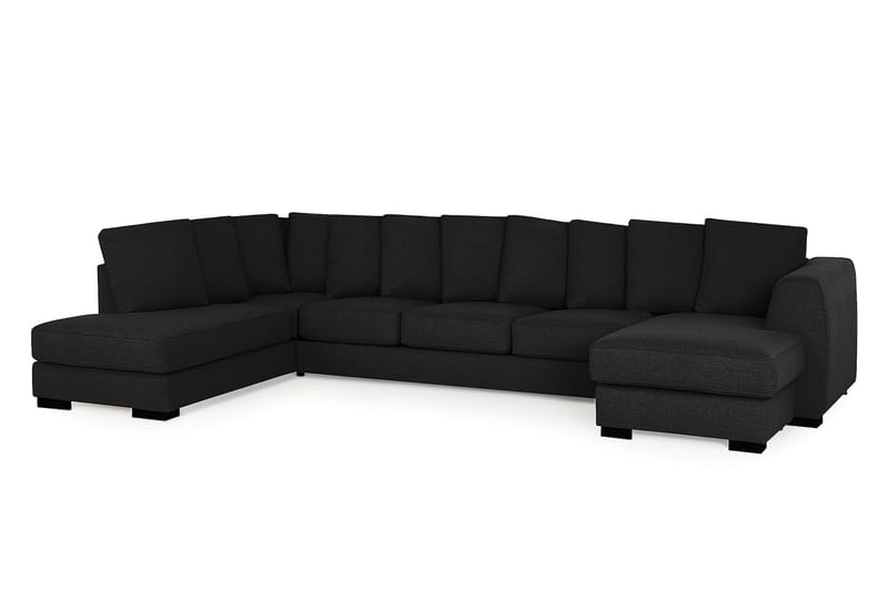 Optus 6-personers Venstrevendt U-formet Large Sofa med Divan og Chaiselong i Stof inkl. Kuvertpuder - Sort - Møbler - Sofaer - U Sofa