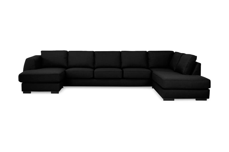 Optus 6-personers Højrevendt U-formet Large Sofa med Divan og Chaiselong i Stof - Sort - Møbler - Sofaer - U Sofa