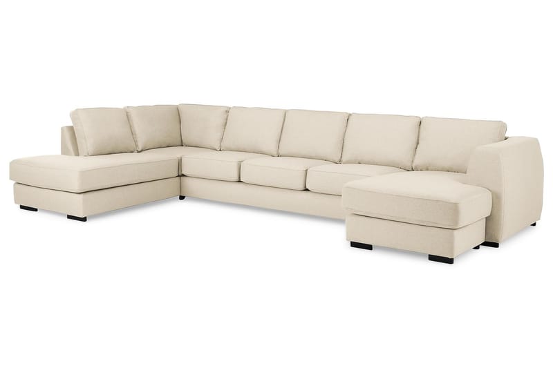 Optus 6-personers Venstrevendt U-formet Large Sofa med Divan og Chaiselong i Stof - Beige - Møbler - Sofaer - U Sofa
