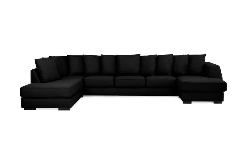 Optus 6-personers Venstrevendt U-formet Large Sofa med Divan og Chaiselong i Stof inkl. Kuvertpuder - Sort - Møbler - Sofaer - U Sofa