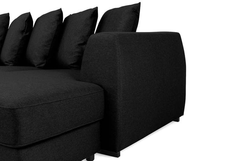 Optus 6-personers Venstrevendt U-formet Large Sofa med Divan og Chaiselong i Stof inkl. Kuvertpuder - Sort - Møbler - Sofaer - U Sofa