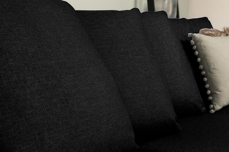 Optus 6-personers Venstrevendt U-formet Large Sofa med Divan og Chaiselong i Stof inkl. Kuvertpuder - Sort - Møbler - Sofaer - U Sofa