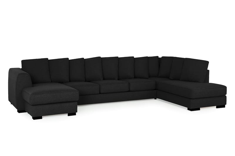 Optus 6-personers Højrevendt U-formet Large Sofa med Divan og Chaiselong i Stof inkl. Kuvertpuder - Sort - Møbler - Sofaer - U Sofa