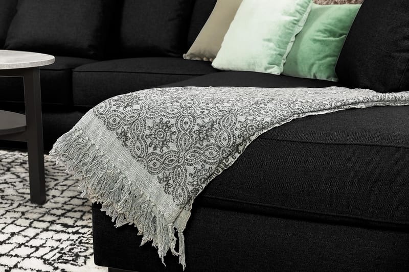 Optus 6-personers Højrevendt U-formet Large Sofa med Divan og Chaiselong i Stof inkl. Kuvertpuder - Sort - Møbler - Sofaer - U Sofa