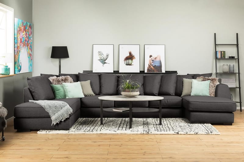 Optus 6-personers Venstrevendt U-formet Large Sofa med Divan og Chaiselong i Stof inkl. Kuvertpuder - Mørkegrå - Møbler - Sofaer - U Sofa