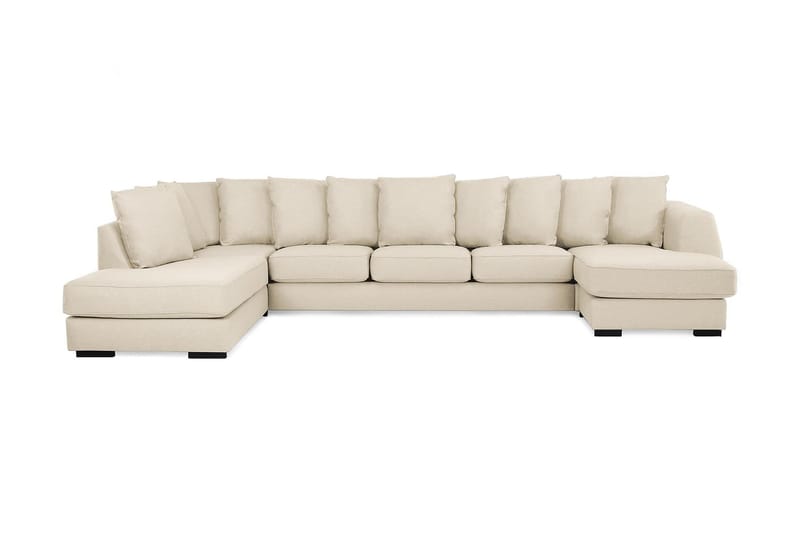 Optus 6-personers Venstrevendt U-formet Large Sofa med Divan og Chaiselong i Stof inkl. Kuvertpuder - Beige - Møbler - Sofaer - U Sofa