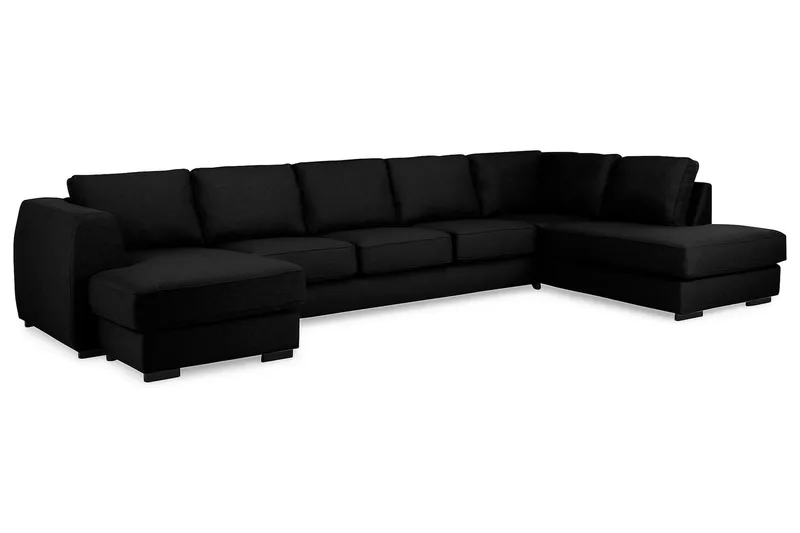Optus 6-personers Højrevendt U-formet Large Sofa med Divan og Chaiselong i Stof - Sort - Møbler - Sofaer - U Sofa