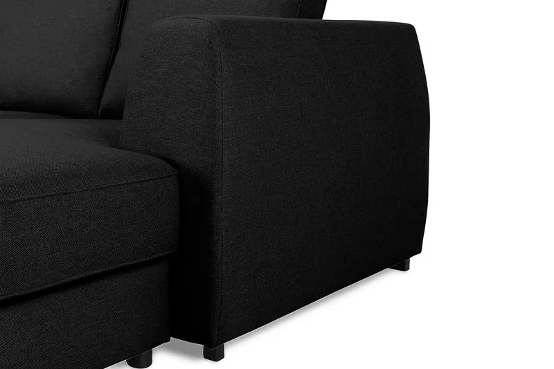 Optus 6-personers Venstrevendt U-formet Large Sofa med Divan og Chaiselong i Stof - Sort - Møbler - Sofaer - U Sofa
