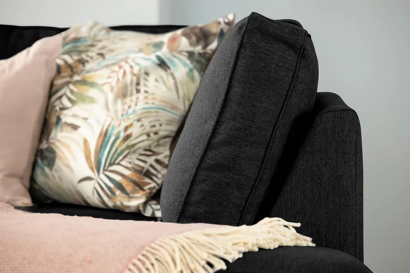 Optus 6-personers Højrevendt U-formet Large Sofa med Divan og Chaiselong i Stof - Sort - Møbler - Sofaer - U Sofa