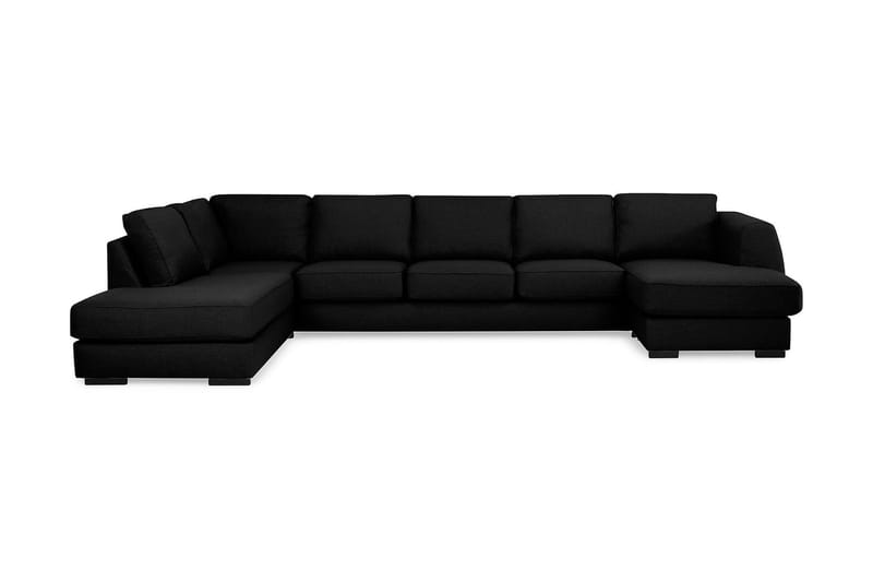 Optus 6-personers Venstrevendt U-formet Large Sofa med Divan og Chaiselong i Stof, Sort