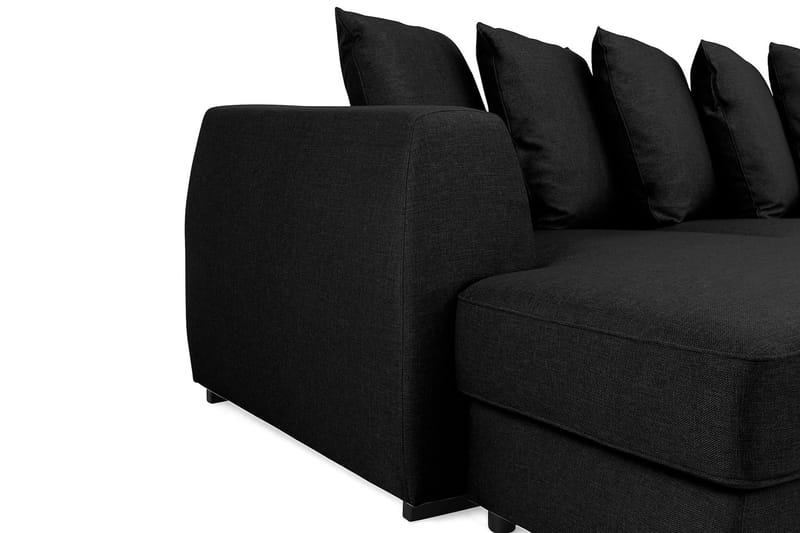 Optus 6-personers Højrevendt U-formet Large Sofa med Divan og Chaiselong i Stof inkl. Kuvertpuder - Sort - Møbler - Sofaer - U Sofa
