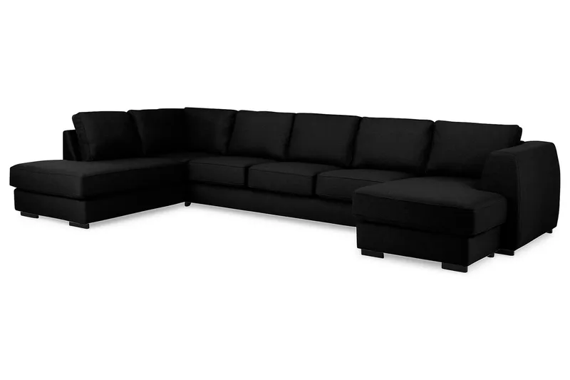 Optus 6-personers Venstrevendt U-formet Large Sofa med Divan og Chaiselong i Stof - Sort - Møbler - Sofaer - U Sofa