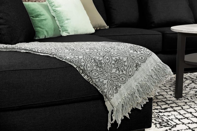 Optus 6-personers Venstrevendt U-formet Large Sofa med Divan og Chaiselong i Stof inkl. Kuvertpuder - Sort - Møbler - Sofaer - U Sofa