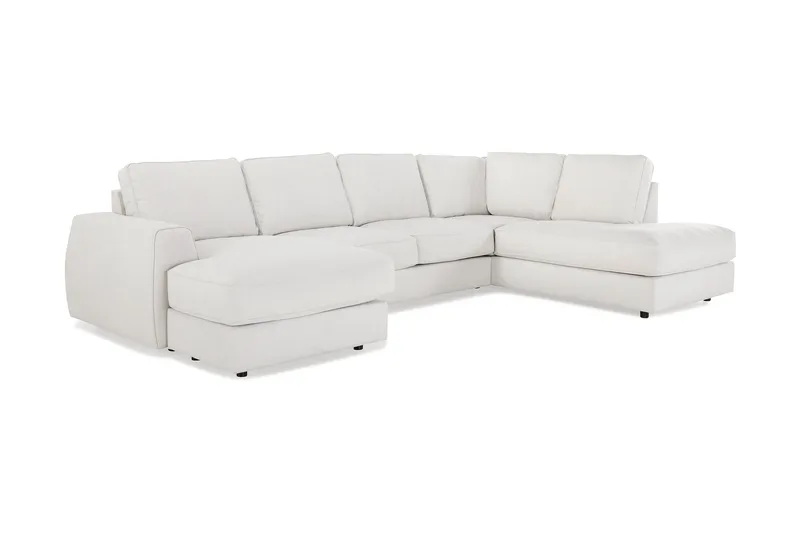 Optus Lyx 4-personers Højrevendt U-formet Sofa med Divan og Chaiselong i Stof - Lysegrå - Møbler - Sofaer - U Sofa