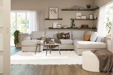 Optus Lyx 4-personers Højrevendt U-formet Sofa med Divan og Chaiselong i Stof - Lysegrå - Møbler - Sofaer - U Sofa