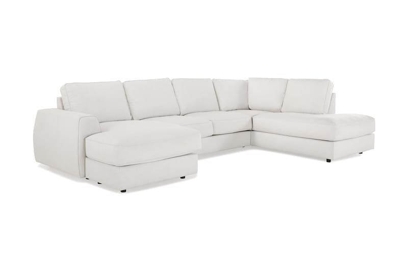 Optus Lyx 4-personers Højrevendt U-formet Sofa med Divan og Chaiselong i Stof - Lysegrå - Møbler - Sofaer - U Sofa