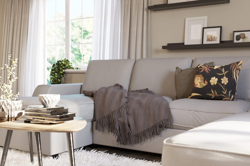 Optus Lyx 4-personers Højrevendt U-formet Sofa med Divan og Chaiselong i Stof - Grå - Møbler - Sofaer - U Sofa