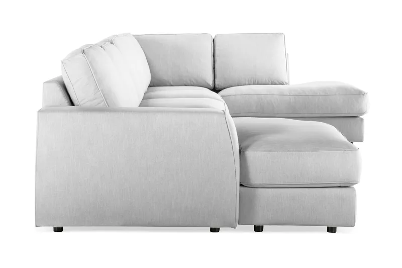 Optus Lyx 6-personers Højrevendt U-formet Large Sofa med Divan og Chaiselong i Stof - Grå - Møbler - Sofaer - U Sofa