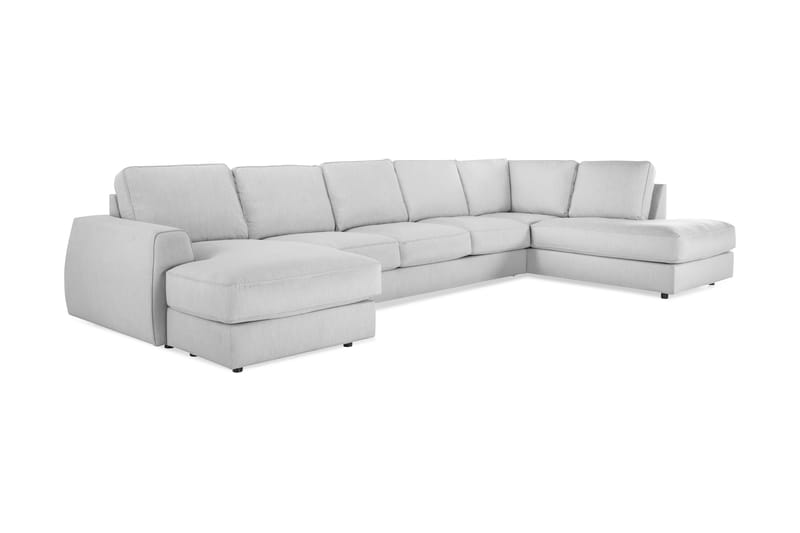 Optus Lyx 6-personers Højrevendt U-formet Large Sofa med Divan og Chaiselong i Stof - Grå - Møbler - Sofaer - U Sofa