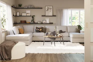 Optus Lyx 6-personers Venstrevendt U-formet Large Sofa med Divan og Chaiselong i Stof - Lysegrå - Møbler - Sofaer - U Sofa