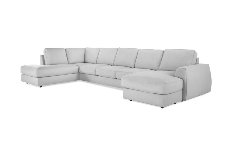 Optus Lyx 6-personers Venstrevendt U-formet Large Sofa med Divan og Chaiselong i Stof - Grå - Møbler - Sofaer - U Sofa