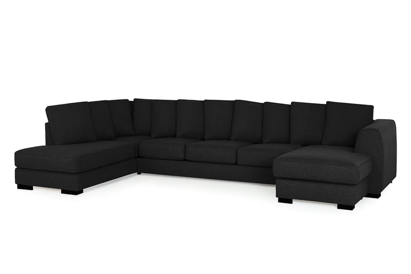 Optus U-sofa Large med Chaiselong Højre inkl Løse Puder - Sort - U Sofa