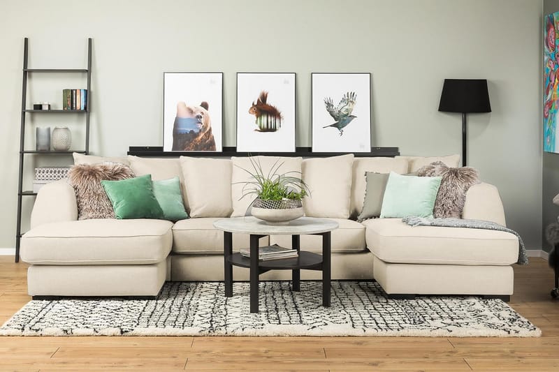 Optus U-sofa med Dobbelt Chaiselong inkl Løse Puder - Beige - Møbler - Sofaer - U Sofa