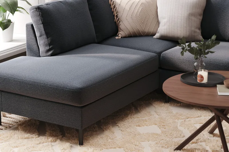 Peppe 4-personers Venstrevendt U-formet Sofa med Divan og Chaiselong i Stof - Mørkegrå - Møbler - Sofaer - U Sofa