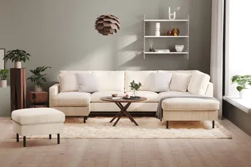 Peppe 4-personers Højrevendt U-formet Sofa med Divan og Chaiselong i Manchester - Beige - Møbler - Sofaer - U Sofa
