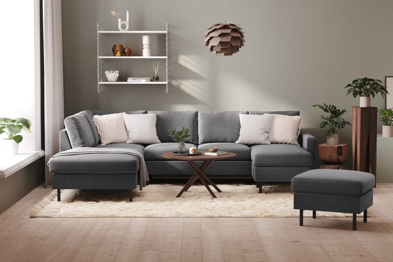 Peppe 4-personers Venstrevendt U-formet Sofa med Divan og Chaiselong i Stof - Lysegrå - Møbler - Sofaer - U Sofa