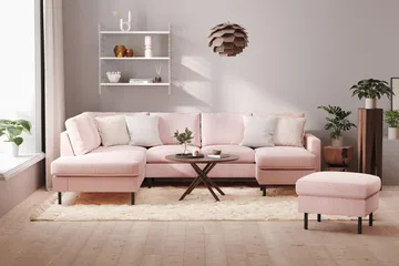 Peppe 4-personers Venstrevendt U-formet Sofa med Divan og Chaiselong i Manchester - Rosa - Møbler - Sofaer - U Sofa