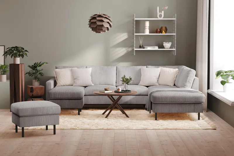 Peppe 4-personers Højrevendt U-formet Sofa med Divan og Chaiselong i Manchester - Mørkegrå - Møbler - Sofaer - U Sofa