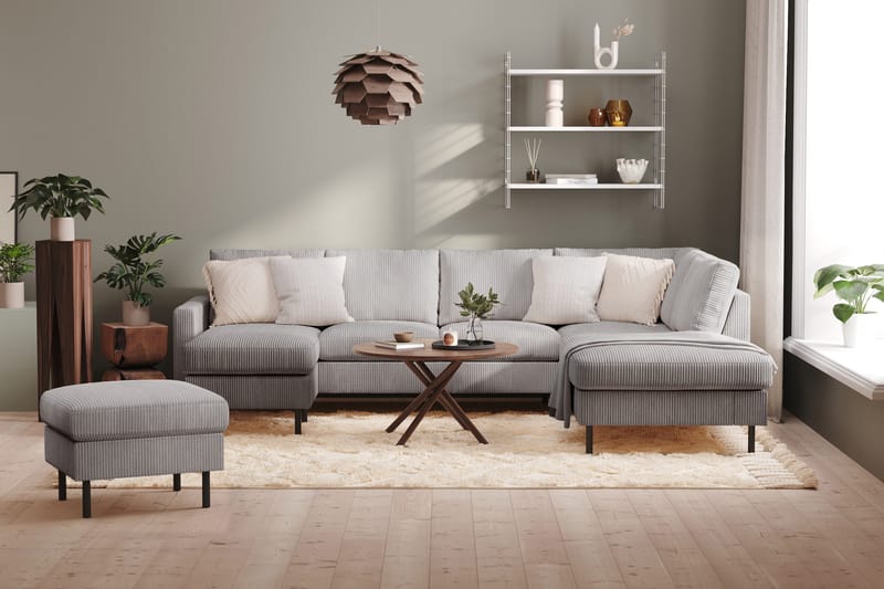 Peppe 4-personers Højrevendt U-formet Sofa med Divan og Chaiselong i Manchester - Mørkegrå - Møbler - Sofaer - U Sofa