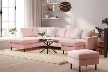Peppe 4-personers Venstrevendt U-formet Sofa med Divan og Chaiselong i Manchester - Rosa - Møbler - Sofaer - U Sofa