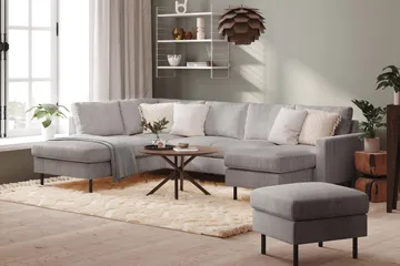 Peppe 4-personers Venstrevendt U-formet Sofa med Divan og Chaiselong i Manchester - Mørkegrå - Møbler - Sofaer - U Sofa