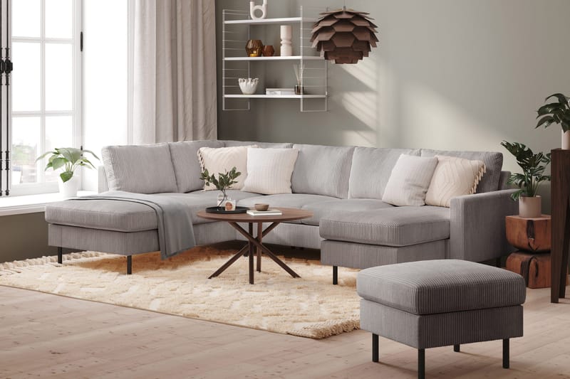 Peppe 4-personers Venstrevendt U-formet Sofa med Divan og Chaiselong i Manchester - Mørkegrå - Møbler - Sofaer - U Sofa