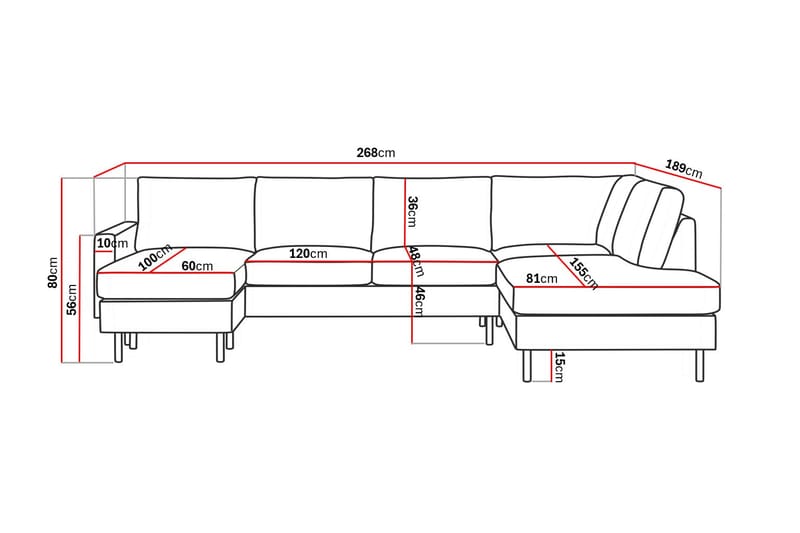 Peppe 4-personers Højrevendt U-formet Sofa med Divan og Chaiselong i Manchester - Beige - Møbler - Sofaer - U Sofa