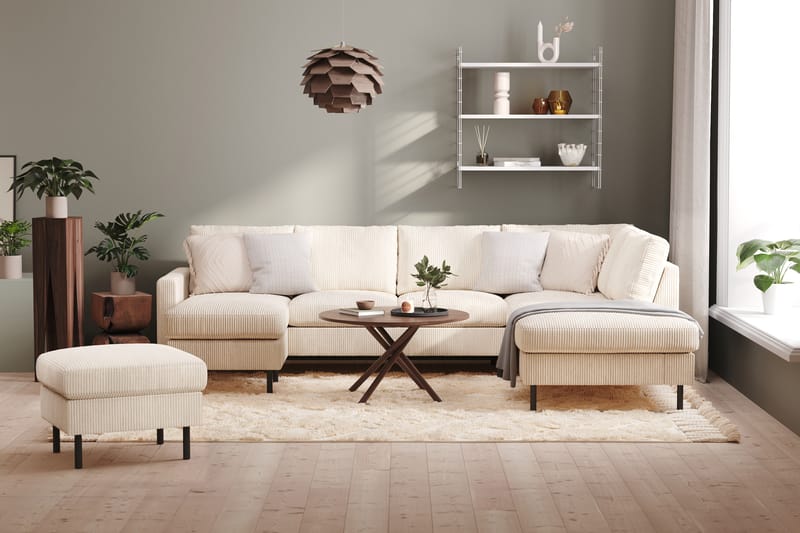 Peppe 4-personers Højrevendt U-formet Sofa med Divan og Chaiselong i Manchester - Beige - Møbler - Sofaer - U Sofa